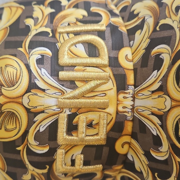 Fendi Silk Cap in Gold and Brown main image 7